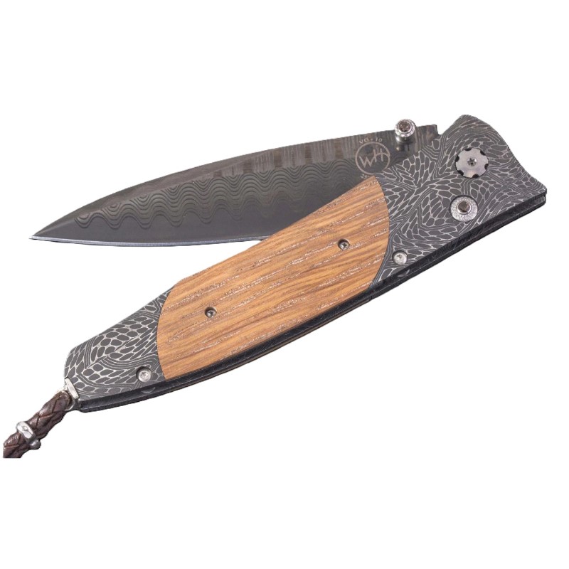 William Henry Dark Pappy Pocketknife featuring barrel wood from Pappy Van Winkle Bourbon